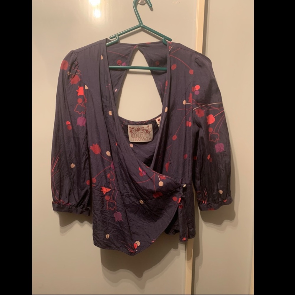 vintage look wrap top with beautiful back
